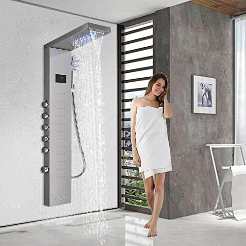 Gougeltd LED Light Shower Panel with Massager Jets