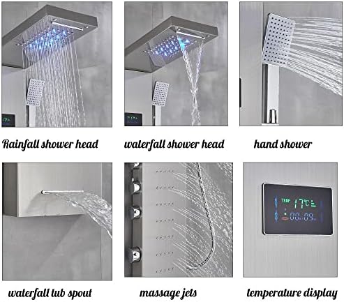 Gougeltd LED Light Shower Panel with Massager Jets