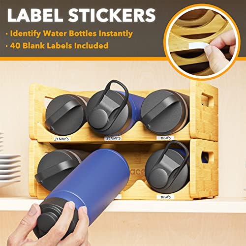 SpaceAid Bamboo Water Bottle Organizer 2 Pack 3-Slot 1