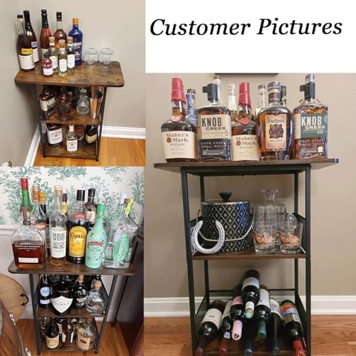 Eyteenokk 3 Tier Freestanding Whiskey Rack with T-Shape Countertop