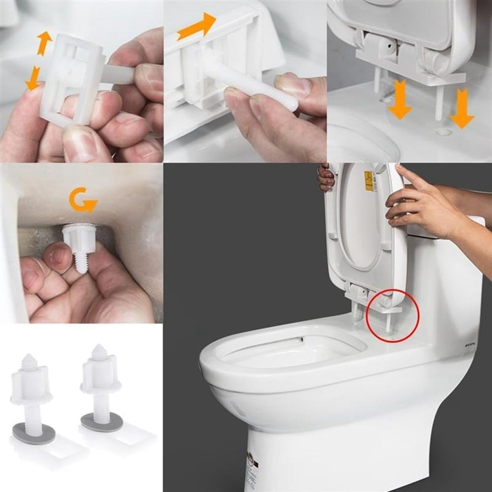 Wentoenapp 2Pcs Toilet Seat Screws Nuts with Washers Kit
