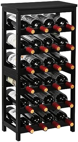 VASMIA 6-Tier Freestanding Bamboo Wine Rack Black