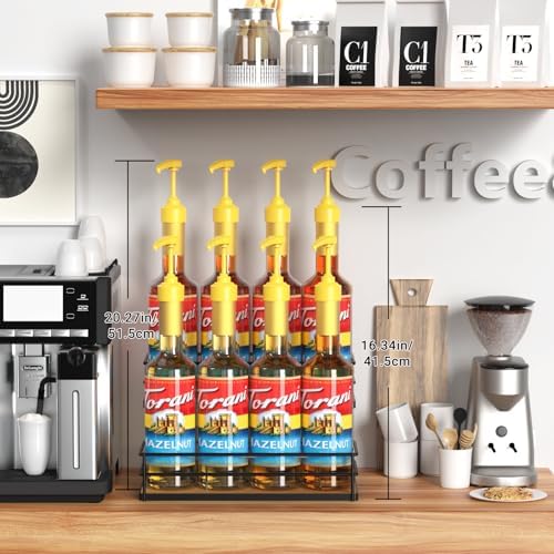 THYGIFTREE 2-Tier Syrup Holder Stand 8 Bottle Storage Rack