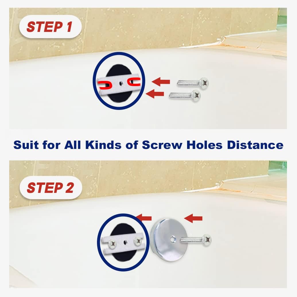 Chrome Bathtub Drain Overflow Cover with Adapter and Screws