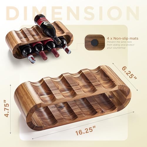 BLUEWEST 8-Bottle Acacia Wine Rack Freestanding Stand