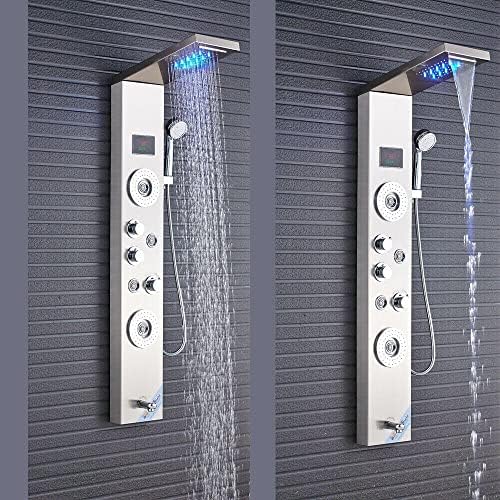 Gougeltd Stainless Steel Shower Panel Tower System with LED Water Temperature Display