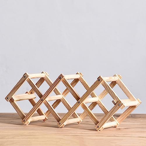 Foldable Wooden Wine Rack with 5 Bottles Storage