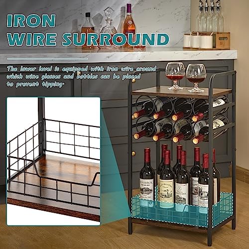 Bosimeca 3-Tier Wine Bar Table with 8-Bottle Rack