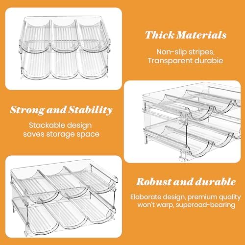Stackable Wine Rack for Fridge 2 Tier Hold 6 Bottles