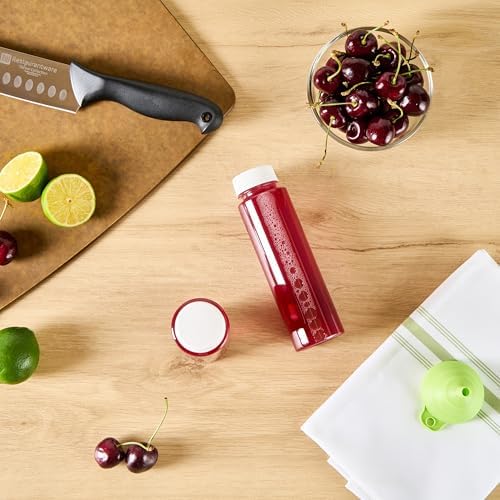 Restaurantware 8 Oz Juice Bottles 100 Pack with White Caps