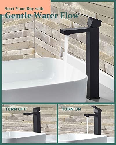 KUZOR Tall Vessel Sink Faucet Matte Black 1 Hole 125 Inch