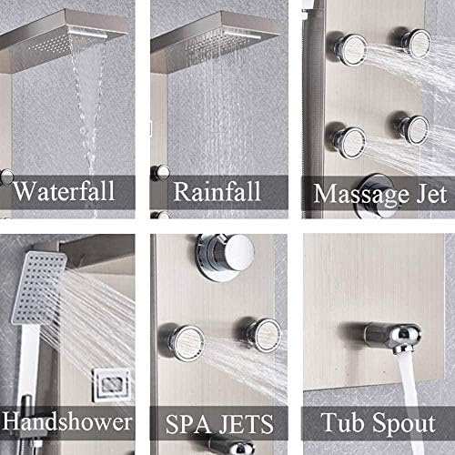Gougeltd Thermostatic Waterfall Shower Head with Handheld Massage Jets