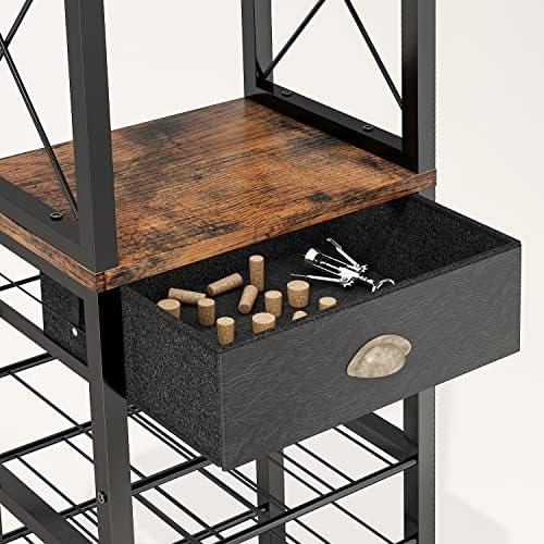 Homeiju Freestanding 4-Tier Wine Rack with Drawer and Tabletop