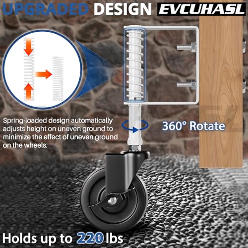 4 Spring Loaded Gate Caster with Side Brake - 220 Lbs Capacity