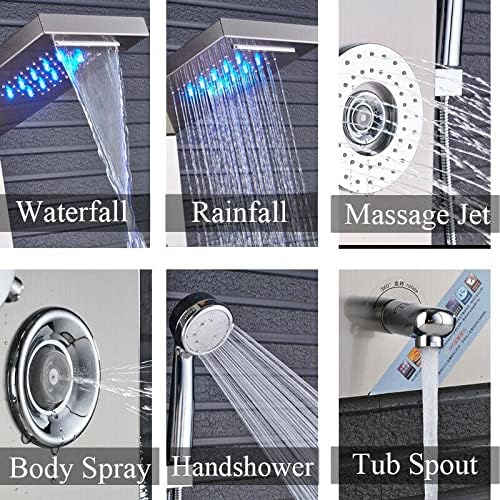 Gougeltd Stainless Steel Shower Panel Tower System with LED Water Temperature Display