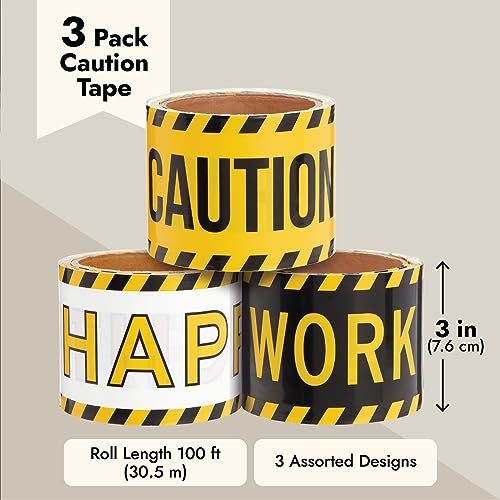 BLUE PANDA 3 Pack Birthday Caution Tape Rolls - 100ft Length 3in Width