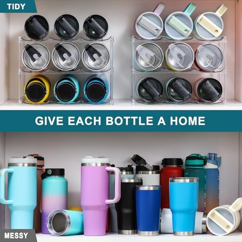 Stackable 3-Tier Water Bottle Holder for Stanley YETI - Clear Racks