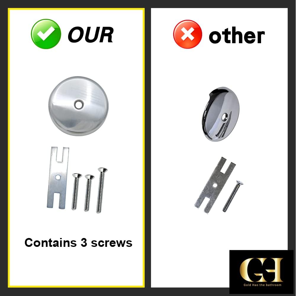 Chrome Bathtub Drain Overflow Cover with Adapter and Screws