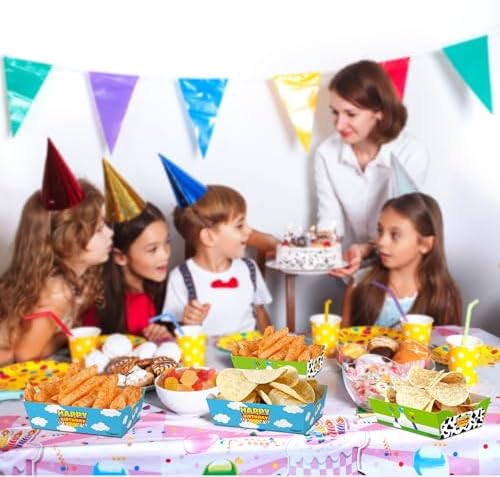 24 Pcs Cartoon Story Paper Food Trays Birthday Party Supplies