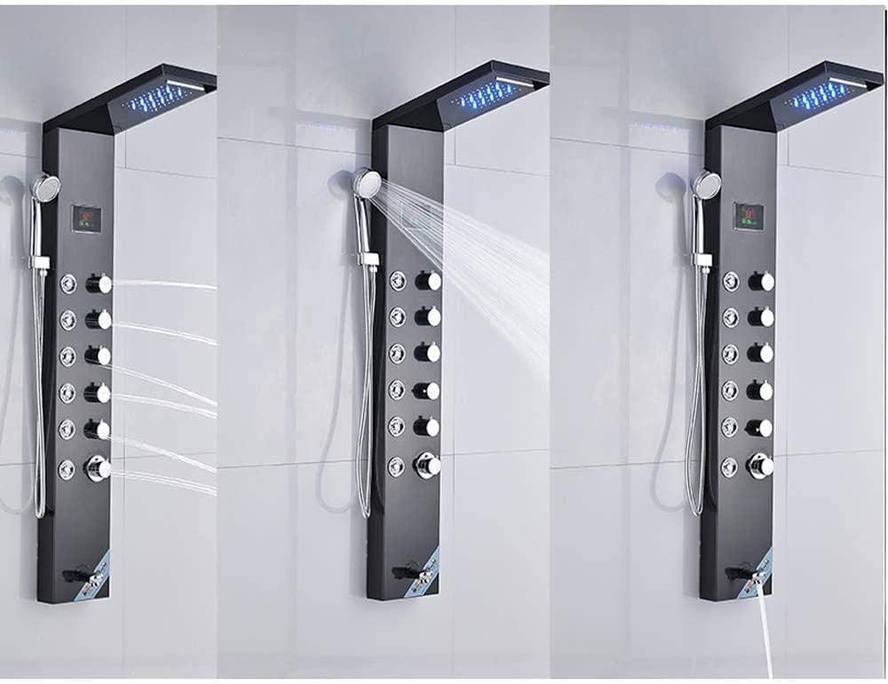 Gougeltd Stainless Steel Shower Panel with LED Massage and Fingerprint-Free Design