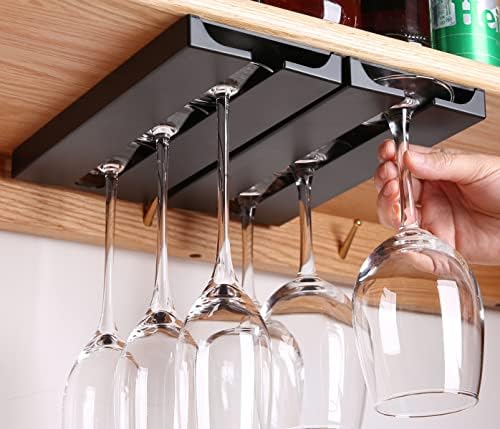 Wine Glass Holder 2 Pack Black Plastic Stemware Rack