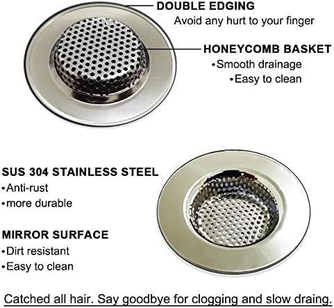 Seatery 2PCS Bathtub Drain Strainers with Hair Catcher