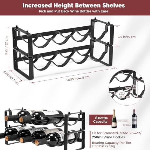 Stackable Wine Rack with 3 Installation Styles