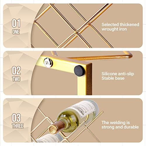 Drincarier 5 Bottle Countertop Wine Rack - Modern Gold Metal Storage Stand