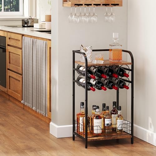 Bosimeca 3-Tier Wine Bar Table with 8-Bottle Rack