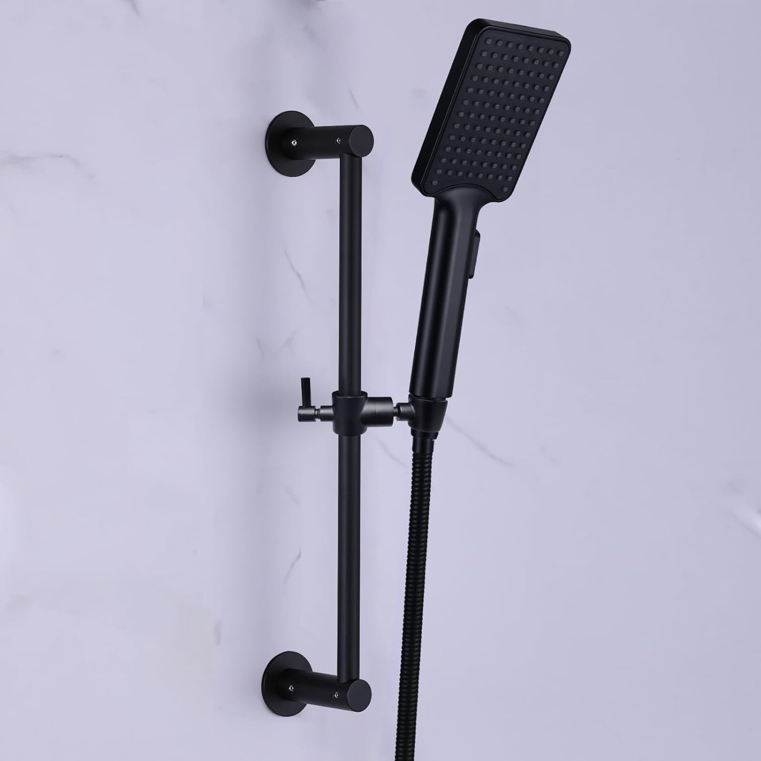 YDmeet Adjustable Shower Slide Bar with 360 Rotation - Black
