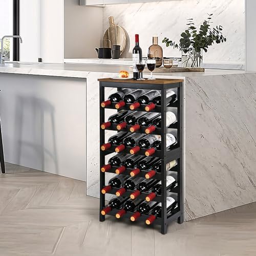VASMIA 6-Tier Bamboo Wine Rack 24-Bottle Freestanding Storage Shelf