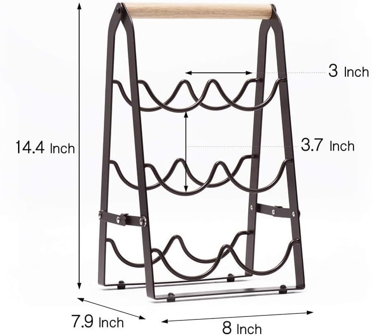 Modern Black 6-Bottle Freestanding Wine Rack