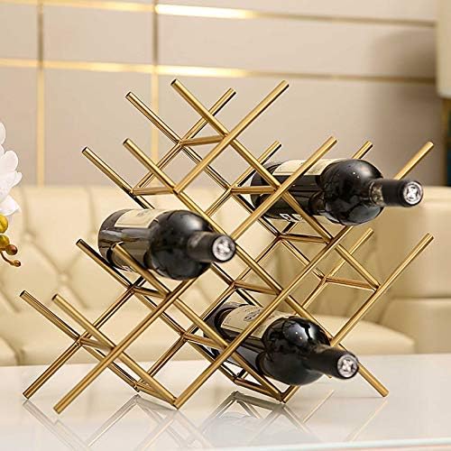 Stylish Gold Wine Rack - 6 Bottle Freestanding Metal Storage