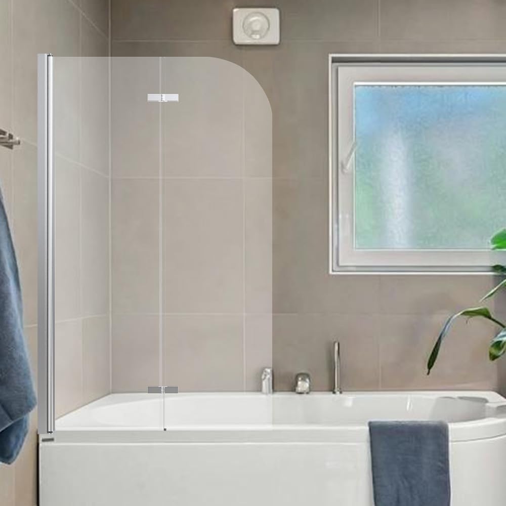 34 x 58 Frameless Pivot Bathtub Door with Brushed Gold Finish