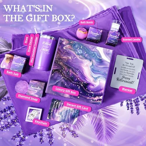LOMEVE Purple Retirement Gifts Basket for Women