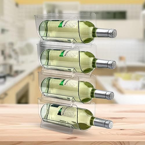 Set of 4 Stackable Wine Rack for Kitchen Countertop