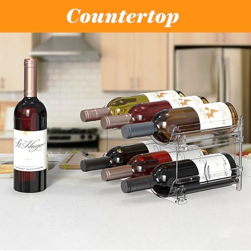Stackable Wine Rack for Fridge 2 Tier Hold 6 Bottles