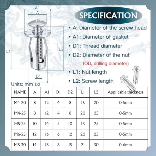 50pcs Carbon Steel Petal Nuts with Screws M4 M5 M6 M8