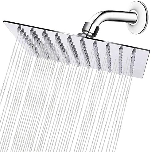 NearMoon 8 Inch Square Rain Shower Head - Chrome Finish High Pressure Easy Install