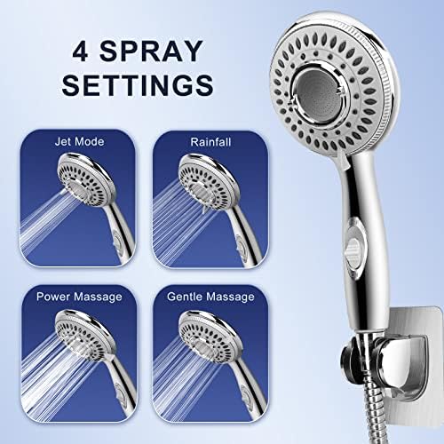 JIEYUMJ Shower Head Set with 9 Adapters 79 Hose 4 Spray Modes