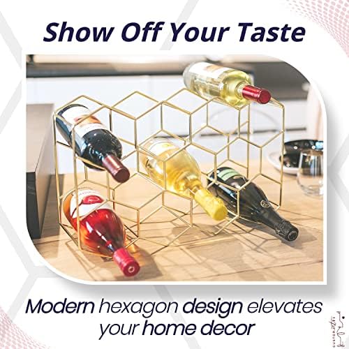 Gusto Nostro 14 Bottle Tabletop Wine Rack - Gold Metal 3 Tier Modern Design