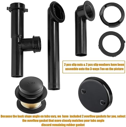Artiwell 1-12 Black Tubular Bath Drain Kit