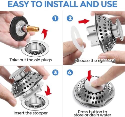 Zaa Bathtub Drain Stopper with Hair Catcher Silver
