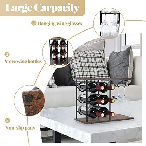 MOOACE Freestanding Wine Rack with Glass Holder