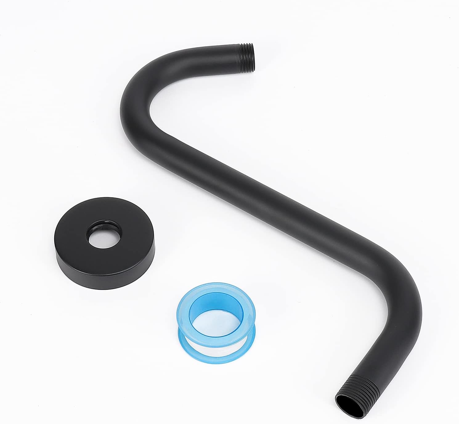 HarJue S Shaped Shower Arm 10 Inch Matte Black