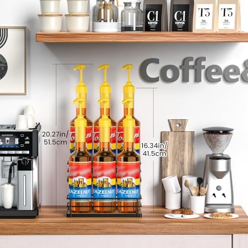 THYGIFTREE 6 Bottle Syrup Rack Organizer 2-Tier Stand