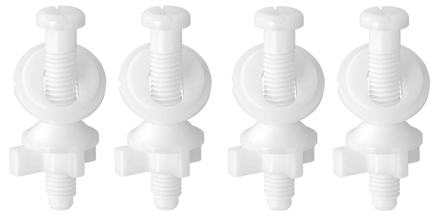 White Plastic Toilet Seat Screws 4 Pack Replacement