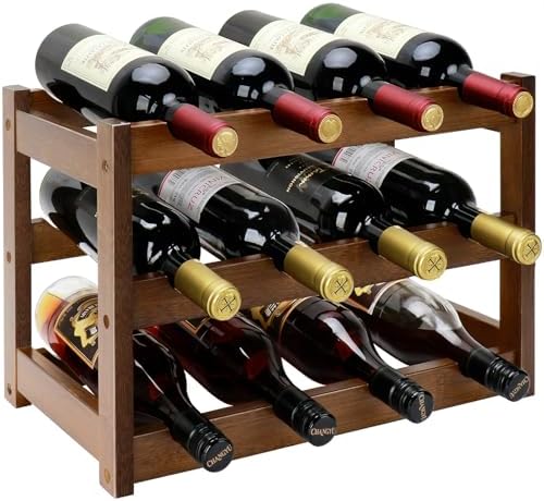 Thalomely 3-Tier Bamboo Wine Rack with 12 Bottles Storage