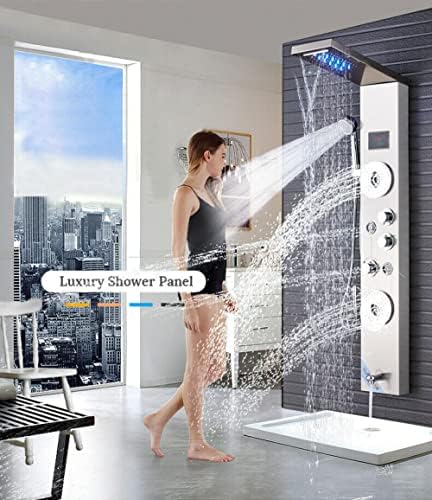 Gougeltd Stainless Steel Shower Panel Tower System with LED Water Temp Display