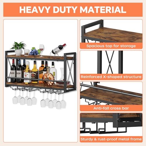 Homeiju Wall Mounted Wine Rack Glass Holder